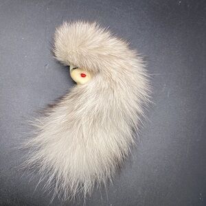 Gorgeous Fur Porcelain Lady Face Brooch